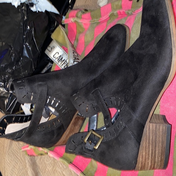 Amelie Grace Black suede booties with ankle buckle size 10 brand new - Picture 1 of 9